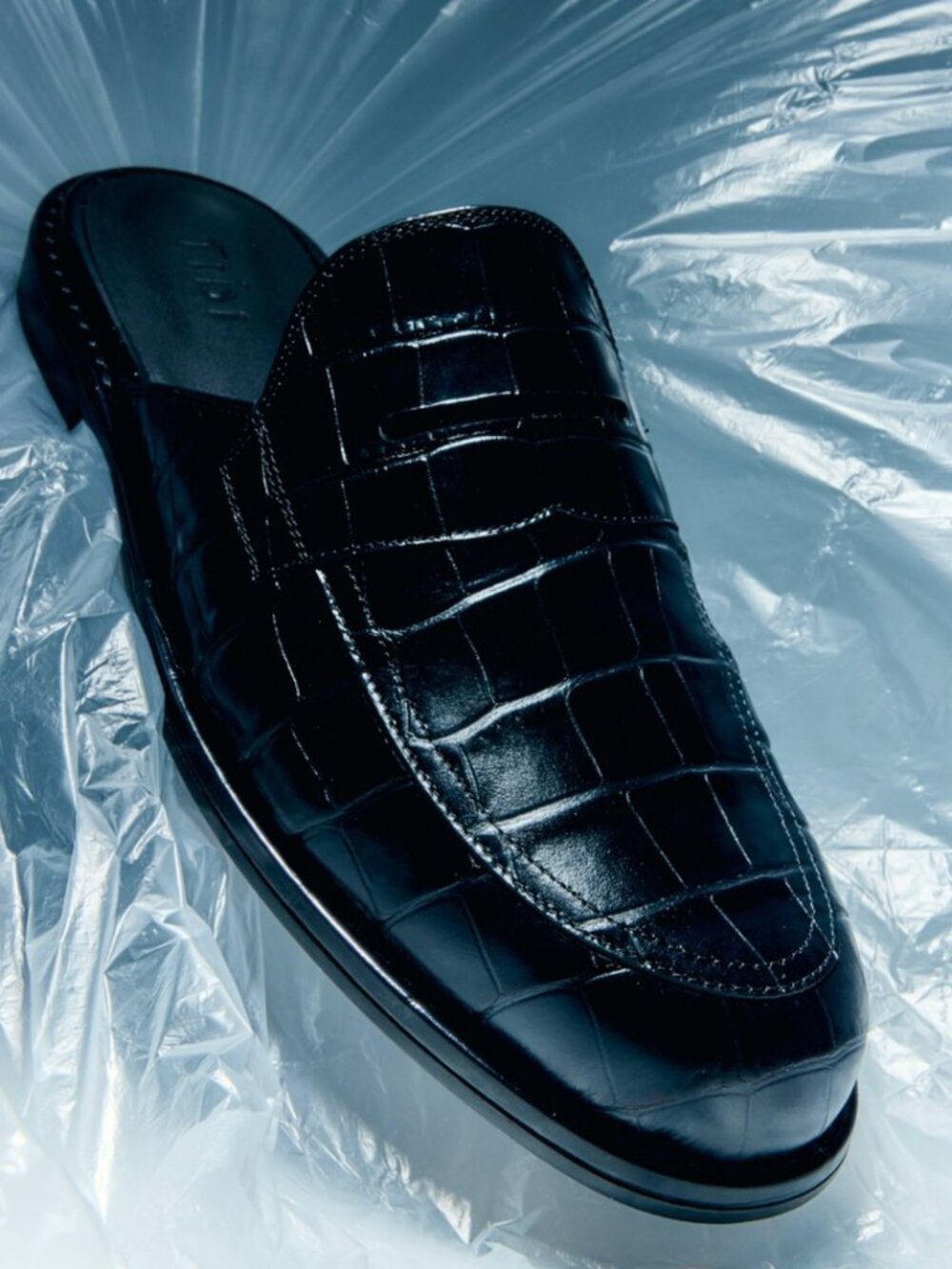 NWT $495!! TIBI Herbert Slide Black Crocodile Embossed 41